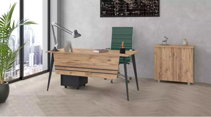 Tabela Office Set Ustawić Biurko z Szafką na dokumentach Kompletny 2-częściowy