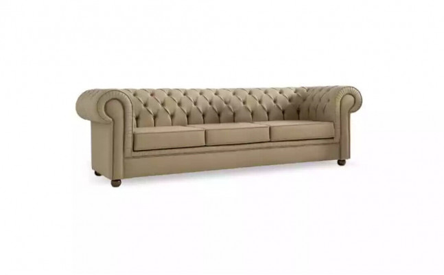 Beżowy Chesterfield Trzyosobowa Sofa Biurowa Sofy Tapicerowane Luksusowe Meble