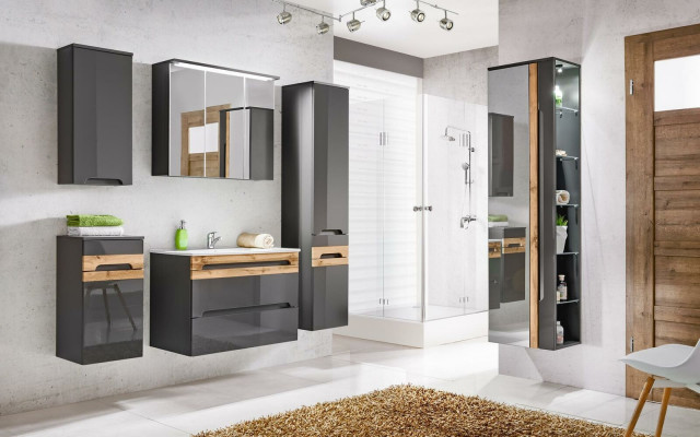 Design Łazienka Meble Łazienka 5 szt. Zestaw Ustawić Szafę Umywalkową Oświetlenie