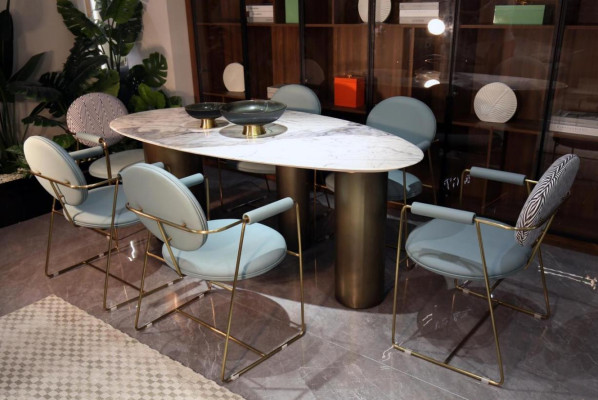 Stoły owalne Table jadalnia stoły 180x85 stoły o wyglądzie marmuru