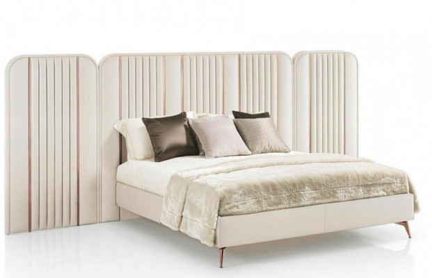 Sypialnia Podwójne łóżko Rama łóżka Beżowa Łóżko Kingsize Luxury Meble