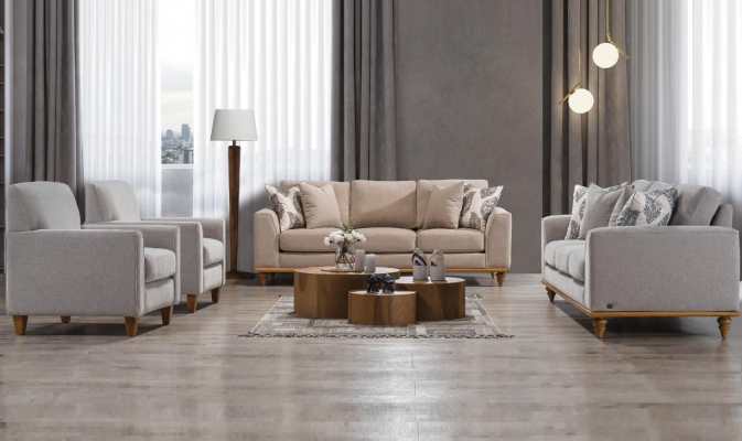 Zestaw do salonu 4 sztuki 2x sofa trzyosobowa design 2x Fotel Modern New Meble