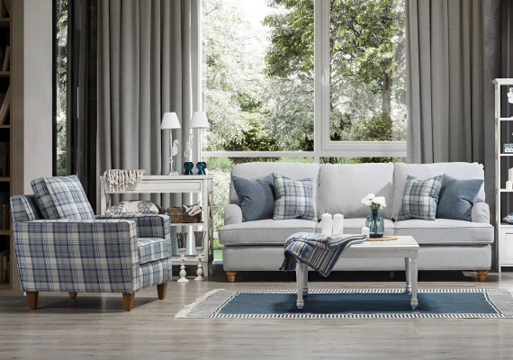 Luksusowy Zestaw do Salonu Nowoczesne Meble Sofa Trzyosobowa Design Nowy Fotel