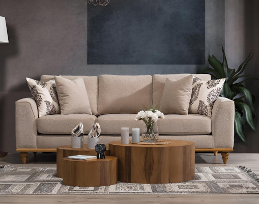 Sofa Trzyosobowa Sofa do Salonu Nowoczesne Meble Luksusowe Beżowe Sofy