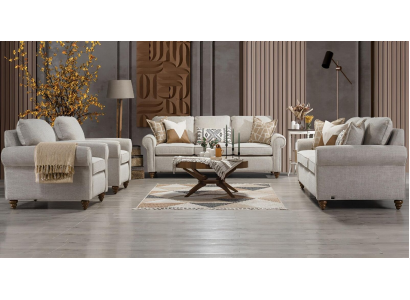 Pokój dzienny Zestaw sofowy Modern Design Meble 2x Sofa trzyosobowa 2x Fotel