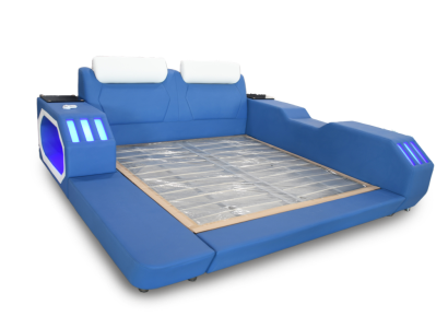Wielofunkcyjne łóżko Led Luxury Design Blue Łóżko Hotel Double 180x200