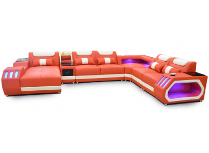 Narożnikowa kanapa Kształt U Orange Żywy krajobraz Couch Podkładka Zestaw narożny Sofa Modern