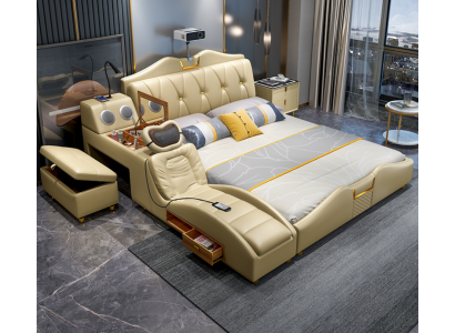 Design Łóżko Beige Hotel Podkładka 180x200 Wielofunkcyjna Półka łóżka Nowość