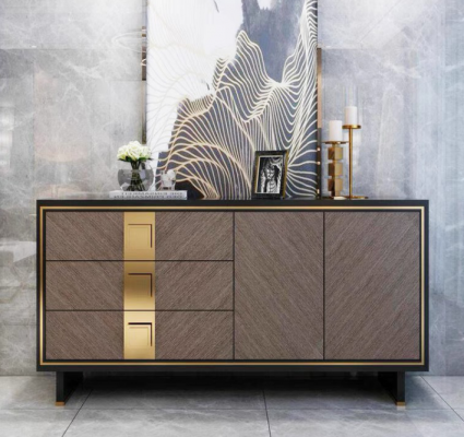 Kredens Szafa Drewno Nowoczesny Design Szary Luksusowy Salon