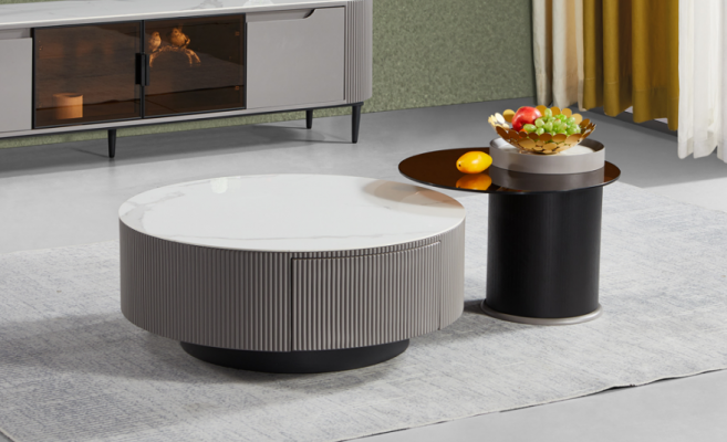 Zestaw okrągły 2x Stoliki do stolika kawowego Stolik Design do salonu