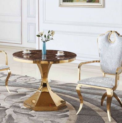Stół obiadowy Meble Luxury Drewno Modern Stal nierdzewna Living Room Design New Gold