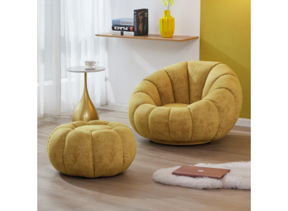 Fotel Siedziba Nowoczesny Design Pokój dzienny Żółty Luksus Podkładka Materiał Nowość