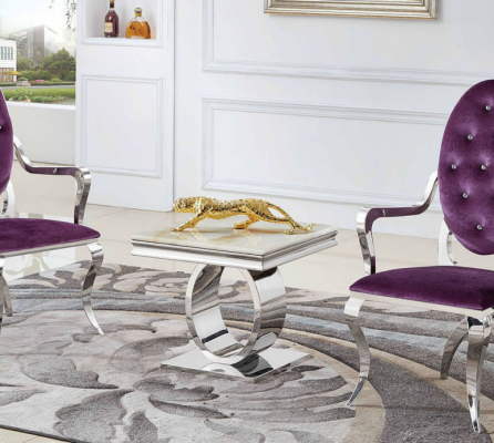 stolik kawowy Design Style Srebrny Tabela Salon Nowoczesne Meble Stal nierdzewna