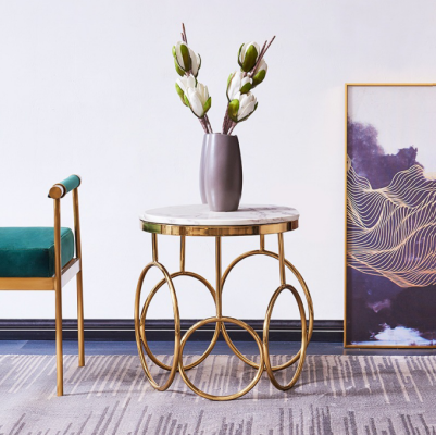 Stolik Tabela Side Designer Meble Gold Okrągłe Stal nierdzewna Tabela