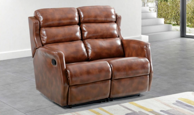 Sofa 2 miejsce do siedzenia Brązowa Sofa Styl Luksusowy Salon Nowoczesny Design sztuczna skóra