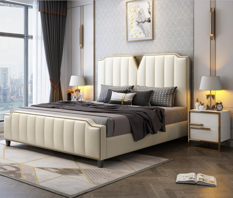 Podwójne łóżko Sypialnia łóżka Luksusowe podwójne łóżko Beige Furniture Meble