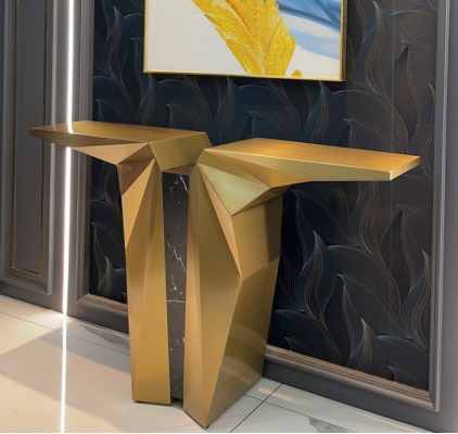 Drewno Modern Meble Stół konsolowy Konsola Gold Tabela Style Design Nowość