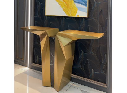 Drewno Modern Meble Stół konsolowy Konsola Gold Tabela Style Design Nowość