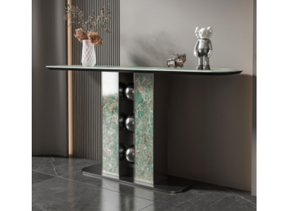 Nowoczesny Luksus Stół konsolowy Designerski Szary Drewno Salon Nowe Meble