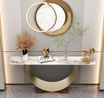 Konsole do Salonu Stolik Nowoczesny Design Meble Drewno Złoto Nowe