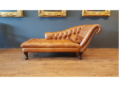 Szezlong Chesterfield Sofa Ottoman Oryginalna Skóra Relaks Szezlong Nowy