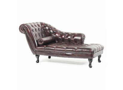 Chesterfield Czerwony Szezlong Designerski Leżak Skórzana Sofa Szezlong Kanapa Nowość
