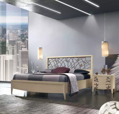 Łóżko 2x Stolik nocny Sypialnia Design 3 szt. Kompletny zestaw nowy beżowy