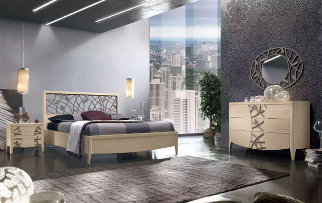 Łóżko 2x Stolik nocny Sypialnia Design 3 szt. Kompletny zestaw nowy beżowy