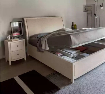 Łóżko 2x Szafki nocne Luksusowy Komplet Sypialnia Meble szare 3-częściowe
