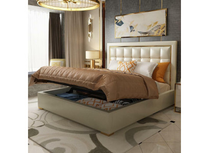 Łóżko Podkładka Design Luksusowe łóżko podwójne Szare 180x200cm Sleep Pokój Skóra Hotel