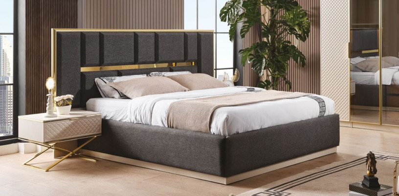 Elegancka Sypialnia Zestaw 3 nowoczesnych luksusowych mebli Beige Kolory