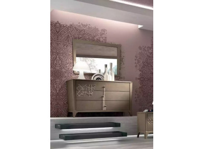 Kredens Lustro New Luxury Kompletny zestaw Sypialnia Kredens Brązowy 2 sztuki