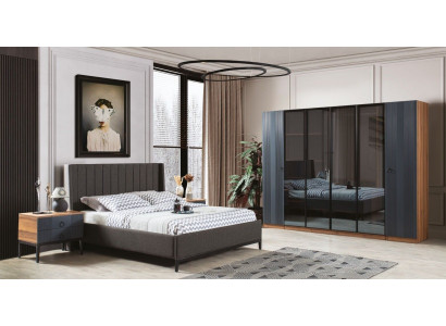Loft Sypialnia Zestaw Łóżko 2x Szafki nocne Szafa Design 4-częściowy.