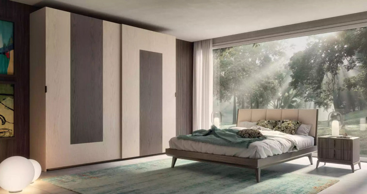 Sypialnia Zestaw Łóżko 2x Szafki nocne Szafa Design Luksusowy nowy 4-częściowy