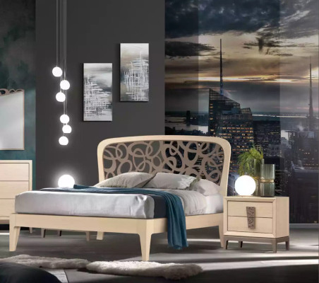 Sypialnia Zestaw Łóżko 2x Szafki nocne Szafa Design Luksusowy nowy 6-częściowy