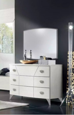 Zestaw Sypialnia Kredens Lustro Luxury Kompletny Biały Kredens 2-częściowy