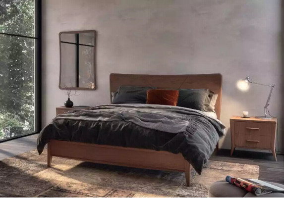 Sypialnia Zestaw Luksusowe Łóżko 2x Szafki nocne Design nowy brązowy 3-częściowy Modern