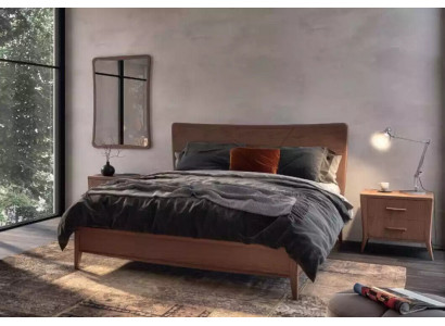 Sypialnia Zestaw Luksusowe Łóżko 2x Szafki nocne Design nowy brązowy 3-częściowy Modern