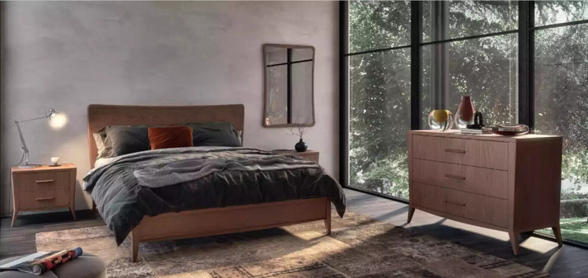Sypialnia Zestaw Luksusowe Łóżko 2x Szafki nocne Design nowy brązowy 3-częściowy Modern
