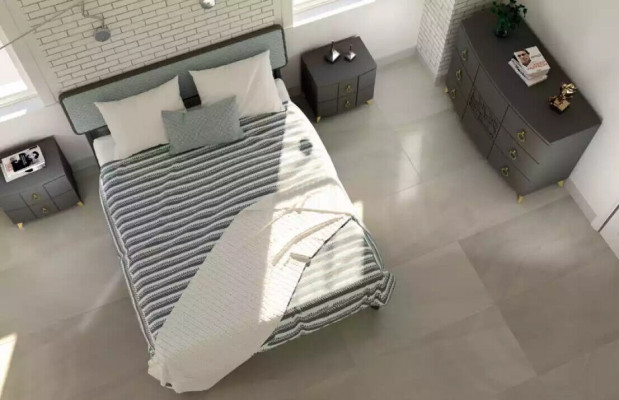 Sypialnia Zestaw Luksusowe Łóżko 2x Szafki nocne Design szary 3-częściowy Kredens