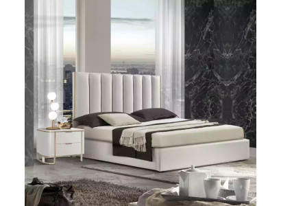 Sypialnia Zestaw Luksusowe Łóżko 2x Szafki nocne Design nowy Biały 3-częściowy Modern