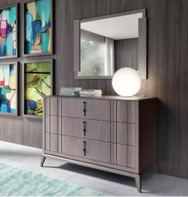 Zestaw Sypialnia luksusowy kredens designerski Kredens Lustro brązowy 2-częściowy Drewno