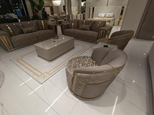 Nowoczesny Zestaw sofowy 3+3+1 miejsce do siedzenia Fotel Włókienniczy 3 Sofa do siedzenia 3-częściowa. Projekt zestawu Nowy