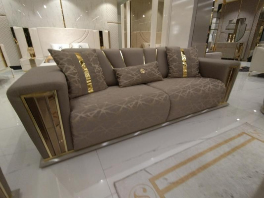 Sofa 3 miejsce do siedzenia Włókienniczy Drewno Nowoczesna Sofa Podkładka Kanapa Sofy Design Luksusowa Nowa Sofa