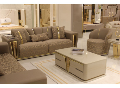 Zestaw sofowy 3+1+1 miejsce do siedzenia Włókienniczy Drewno Sofa 3 miejsce do siedzenia Modern Fotel Kompletny zestaw