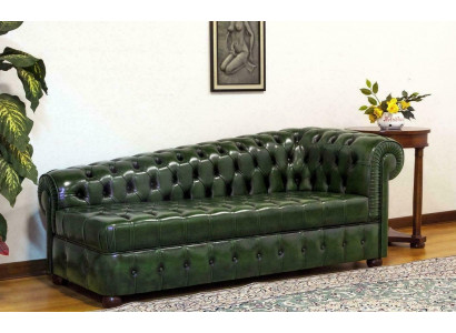 Szezlong Chesterfield sofa zielona kanapa leżak otomana szezlong Skóra Chiase