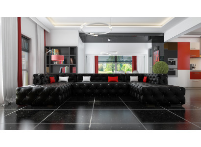 Narożnikowa kanapa Chesterfield Żywy krajobraz Luxury Designer Sofa Couch Podkładka Narożnikowa kanapa