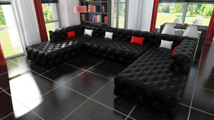 Narożnikowa kanapa Chesterfield Żywy krajobraz Luxury Designer Sofa Couch Podkładka Narożnikowa kanapa
