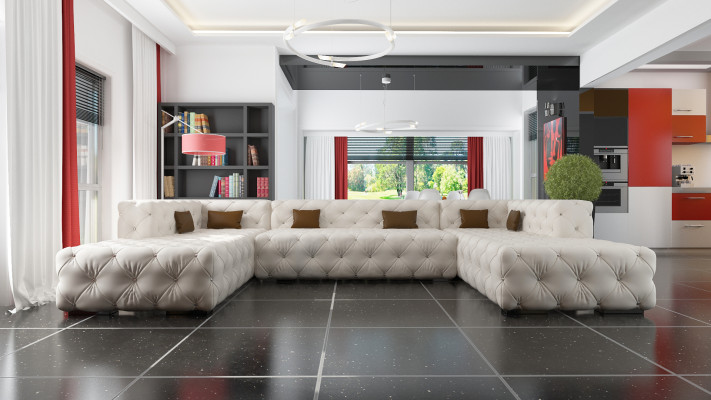 Narożnikowa kanapa Chesterfield Żywy krajobraz Luxury Designer Sofa Couch Podkładka Narożnikowa kanapa