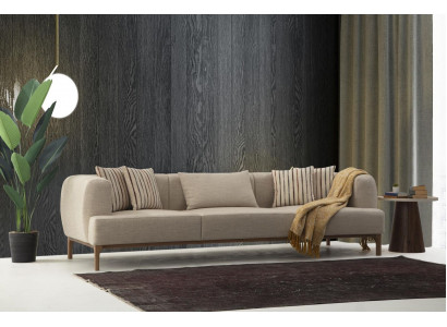 Sofa trzyosobowa 3 miejsce do siedzenia Sofy Beżowy Materiał Nowoczesny Salon Luksus Nowy